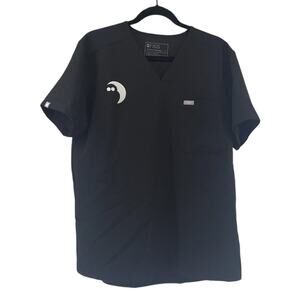 FIGS Shirt Mens Medium Black Scrub Top Technical Collection V-Neck Pocket TM3000